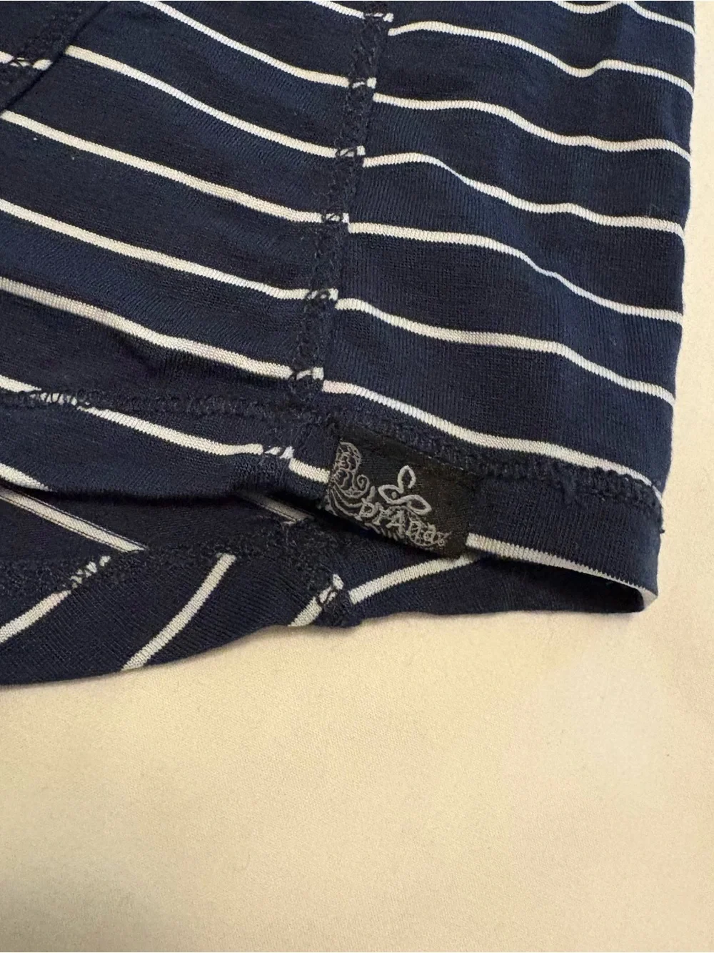 Prana Navy and White Striped Hooded Pullover